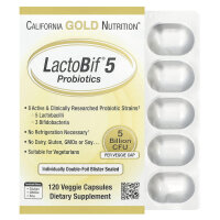 California Gold Nutrition, LactoBif® 5 Probiotics, Probiotika, 5 Milliarden KBE, 120 pflanzliche Kapseln