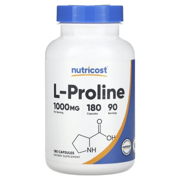Nutricost, L-Proline, L-Prolin, 180 Kapseln (500 mg pro Kapsel)