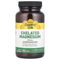 Country Life, Chelatkomplex Magnesium, 250 mg, 180 Tabletten