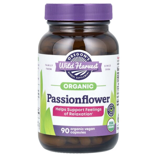 Oregons Wild Harvest, Organic Passionflower, Bio-Passionsblume, 90 vegane Bio-Kapseln