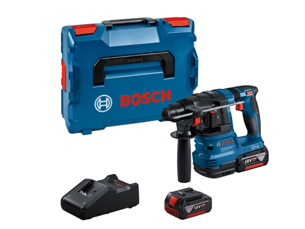 Bosch Akku-Bohrhammer GBH 18V-22 mit SDS-plus, 2x 4,0 Ah und Ladegerät in L-BOXX