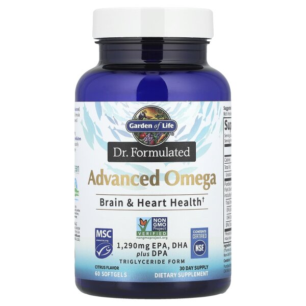 Garden of Life, Dr. Formulated, Advanced Omega, fortschrittliches Omega, Zitrus, 60 Weichkapseln