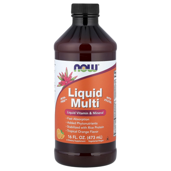 Now Foods,  flüssiges Multivitamin mit Xylit, ohne Eisen, tropische Orange, 473 ml