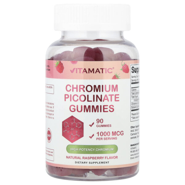 Vitamatic, Chrom-Picolinat-Fruchtgummis, Himbeere, 90 Fruchtgummis