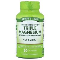 Natures Truth, dreifaches Magnesium + D3 und Zink, 60 Kapseln