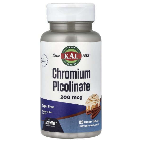 KAL, Chrom Picolinate, Chrom-Picolinat, Zimtschnecke, 200 mcg, 120 Mikrotabletten