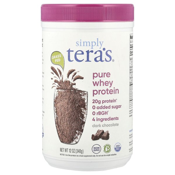 Simply Teras, Pure Whey Protein, reines Molkenprotein, dunkle Schokolade, 340 g