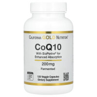 California Gold Nutrition, CoQ10 mit BioPerine® Schwarzem-Pfeffer-Extrakt, verbesserte Bioverfügbarkeit, 200 mg, 120 pflanzliche Kapseln