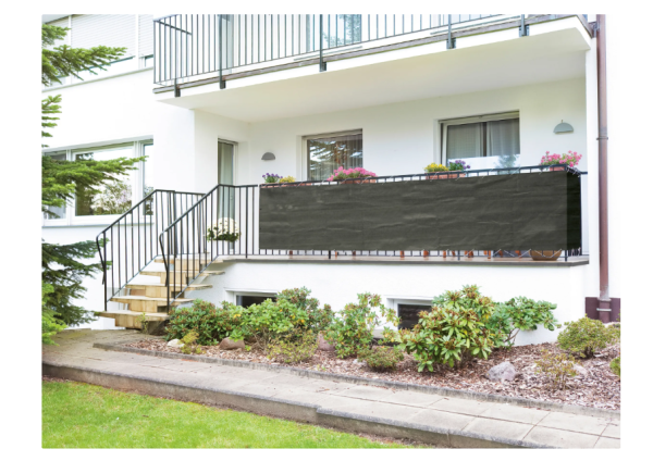 2x Balkonbespannung Anthrazit 90 cm x 500 cm Balkon Sichtschutz