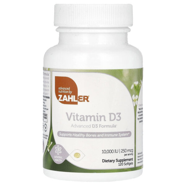 Zahler, Vitamin D3, Advanced D3 Formula, 250 mcg (10.000 IU), 120 Weichkapseln