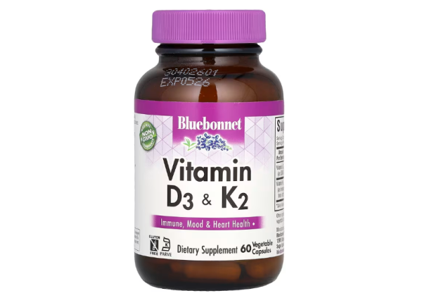 Bluebonnet Nutrition, Vitamin D3 und K2, 60 pflanzliche Kapseln
