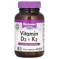Bluebonnet Nutrition, Vitamin D3 und K2, 60 pflanzliche Kapseln