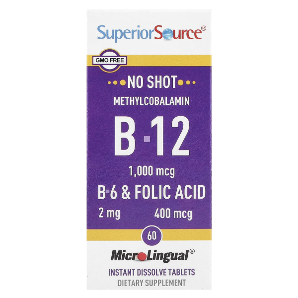 Superior Source, Methylcobalamin B-12, B-6 und Folsäure, 60 MicroLingual® Schmelztabletten