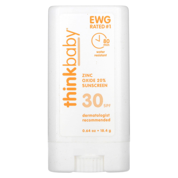 think, Thinkbaby®, Zinc Oxide Sunscreen Stick, Zinkoxid-Sonnenschutzstift, LSF 30, 18,4 g