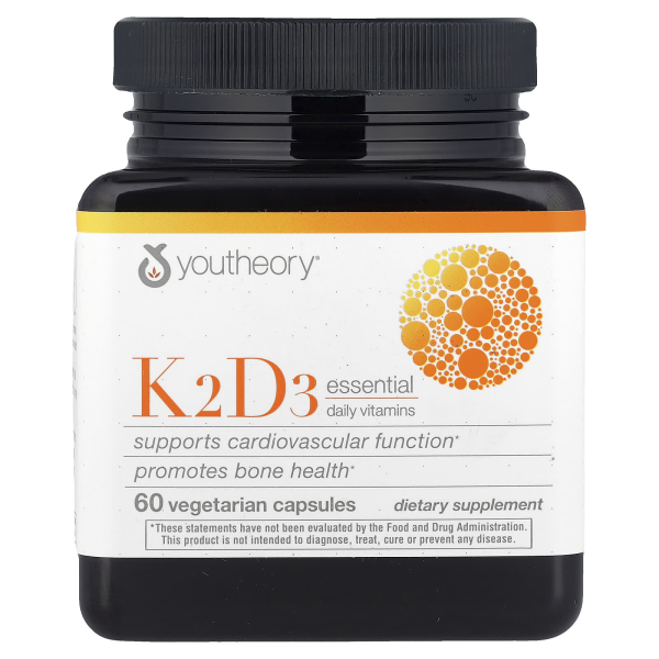 Youtheory, K2D3 Essential Daily Vitamins, 60 vegetarische Kapseln