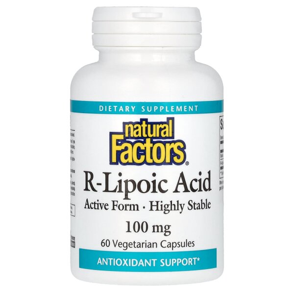 Natural Factors, R-Lipoic Acid, R-Liponsäure, 100 mg, 60 pflanzliche Kapseln