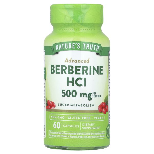 Natures Truth, Berberine HCI, Berberin HCI, 60 Kapseln (250 mg pro Kapsel)