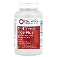 Protocol for Life Balance, Red Yeast Rice Plus mit CoQ10, Mariendistel und Alpha-Liponsäure, 90 pflanzliche Kapseln