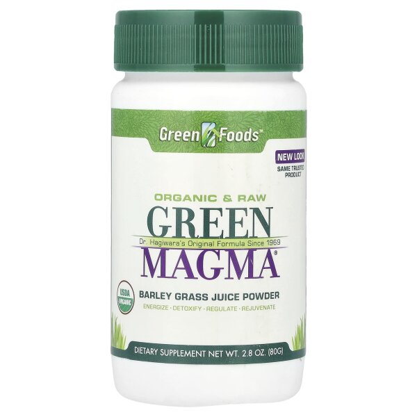 Green Foods, Green Magma®, Barley Grass Juice Powder, Gerstengrassaftpulver, 80 g