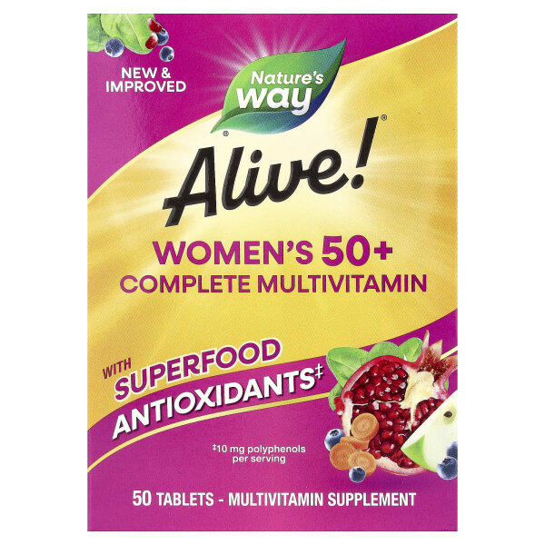 Natures Way, Alive! komplettes Multivitamin für Frauen 50+, 50 Tabletten