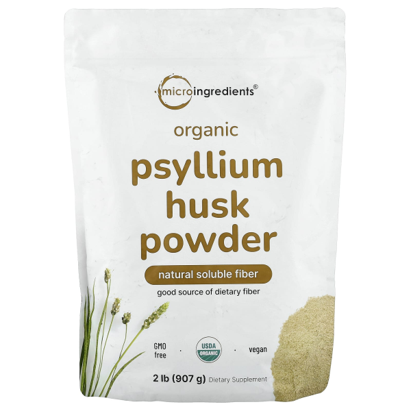 Micro Ingredients, Organic Psyllium Husk Powder, Bio-Flohsamenschalenpulver, 907 g