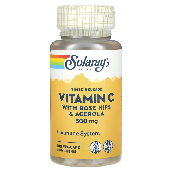 Solaray, Vitamin C mit zeitversetzter Freisetzung, 100 pflanzliche Kapseln