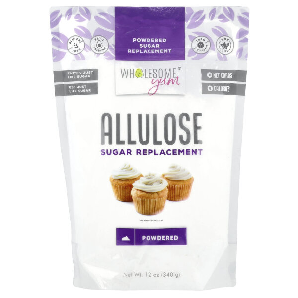 Wholesome Yum, Allulose Powdered Sugar Replacement, Allulose-Puderzuckerersatz, 340 g