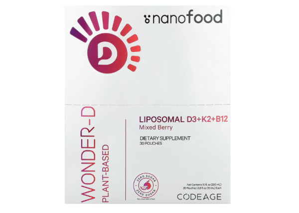 Codeage, Nanofood, Liposomal D3+K2+B12, Mixed Berry, 30 Beutel, je 10 ml