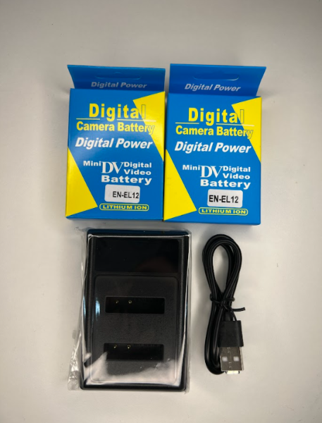 2x Akku + Ladegerät kompatibel mit Nikon EN-EL 12 NEU