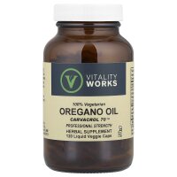 Vitality Works, Oreganoöl, Carvacrol 70, 120 Flüssig-Veggiekapseln