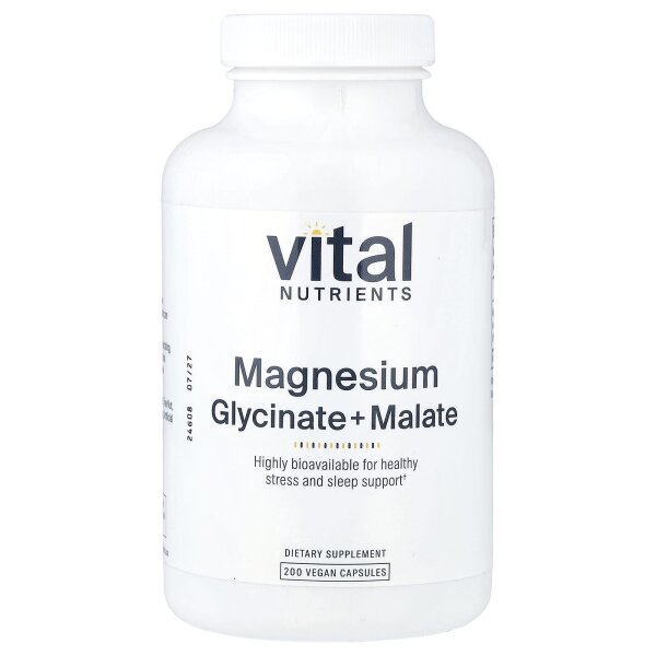 Vital Nutrients, Magnesium, Glycinat + Malat, 240 mg, 200 vegane Kapseln