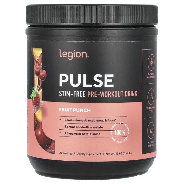 Legion Athletics, Pre-Workout-Getränk ohne Stimulanzien, Fruchtpunsch, 438 g