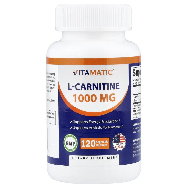 Vitamatic, L-Carnitin, 120 pflanzliche Kapseln (500 mg pro Kapsel)