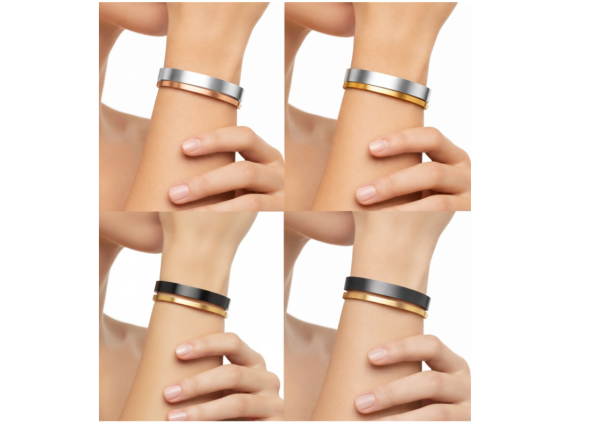 Calvin Klein Damen Edelstahl-Armband Schmuck KJ06BD2001 Gold, Schwarz, Rosegold