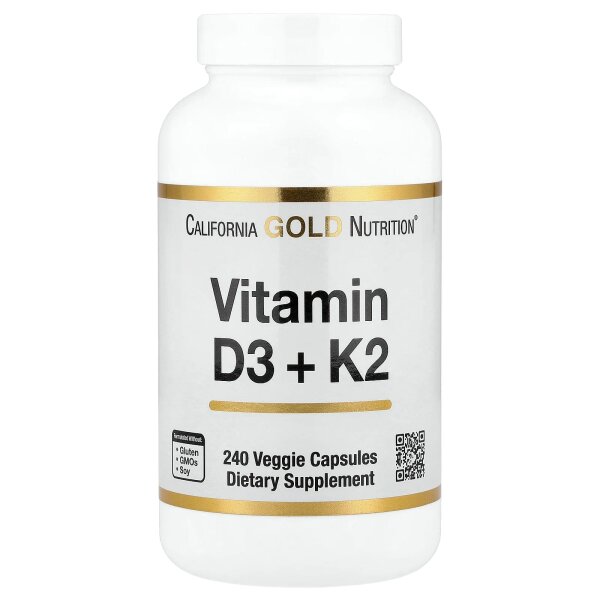 California Gold Nutrition, Vitamin D3 und K2, 240 pflanzliche Kapseln