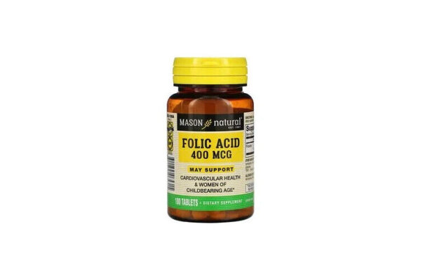 Mason Natural, Fols?ure, 400 mcg, 100 Tabletten