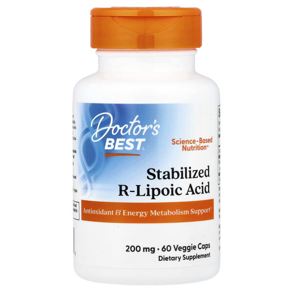 Doctors Best, Stabilized R-Lipoic Acid, stabilisierte R-Liponsäure, 200 mg, 60 pflanzliche Kapseln