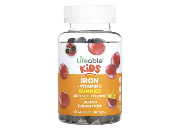 Lifeable, Eisen und Vitamin C, für Kinder, Traubengeschmack, 60 Fruchtgummis