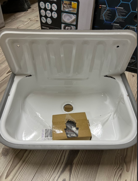 Stahl-Ausgussbecken Weiß Waschbecken - minimale Mängel