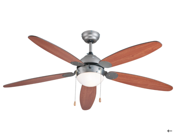 VLC Deckenventilator Ø 132 cm Edelstahl Braun