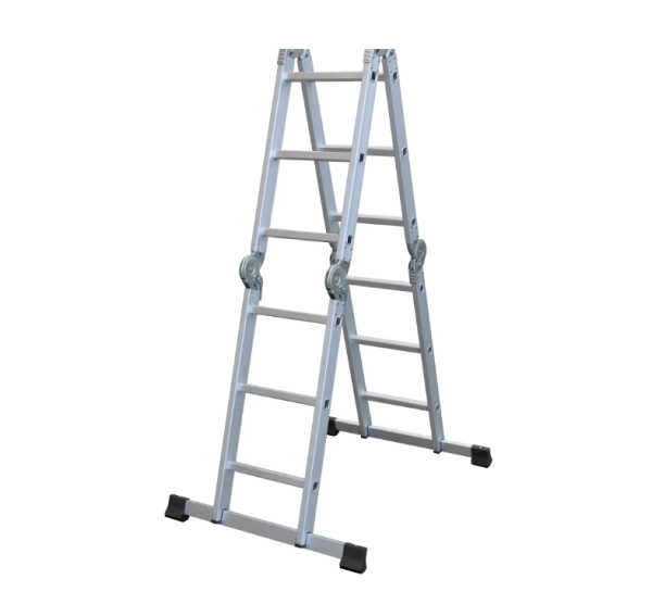 Mehrzweckleiter vierteilig 4 x 3 Sprossen Arbeitshöhe 4,5 m mit Arbeitsplattform