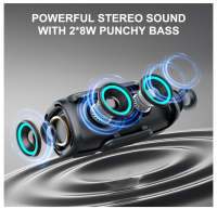 Matast Tragbarer Bluetooth Lautsprecher mit 12W Stereo Sound, BassUp, IPX7 Wasserdicht