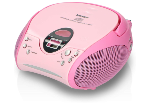 Lenco SCD-24 Stereo UKW-Radio mit CD-Player und Teleskopantenne rosa