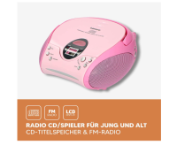 Lenco SCD-24 Stereo UKW-Radio mit CD-Player und Teleskopantenne rosa