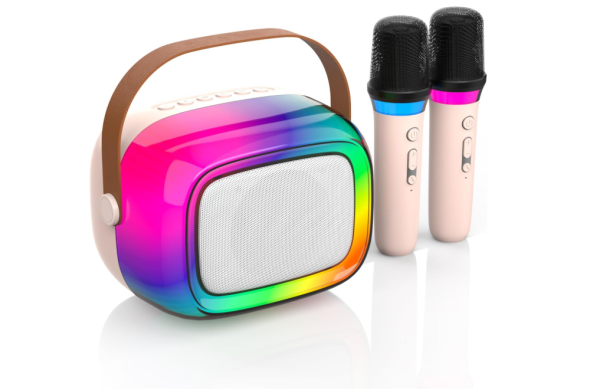 GUYUCOM Karaoke Machine mit 2 Kabellose Mini Mikrofon für Kinder und Erwachsene