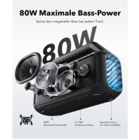 soundcore by Anker, Boom 2 Outdoor-Lautsprecher, 80W, BassUp 2.0, 24h, schwarz