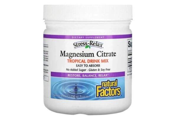 Natural Factors, Magnesium Citrate, Tropical Drink Mix, 300mg (250g)