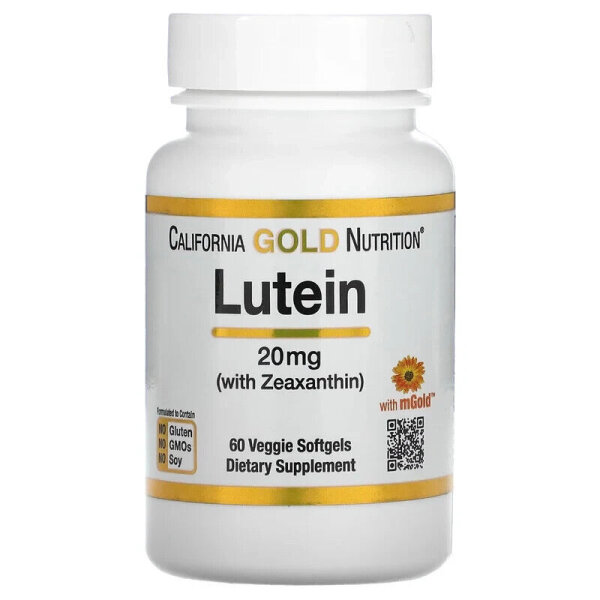California Gold Nutrition, MHD 06 / 2026 Lutein mit Zeaxanthin, 20 mg, 60 pflanzliche Kapseln #1