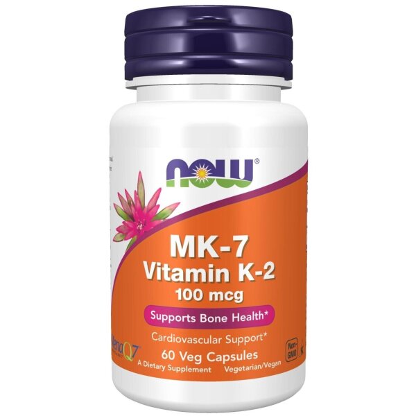 NOW Foods, MHD 06 / 2026 MK-7 Vitamin K-2, 100 mcg, 60 vegetarische Kapseln #1