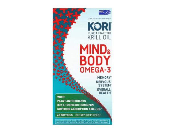 Kori, MHD 03 / 2026 Reines Atlantisches Krillöl, Geist und Körper Omega-3, 60 Weichkapseln